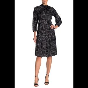 Calvin Klein Jacquard Dot Tie Neck Dress